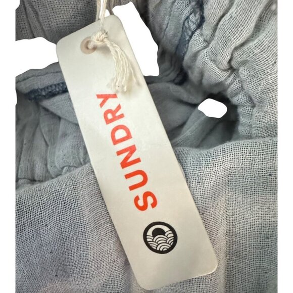 Sundry jumpsuit size Medium 2 Drawstring halter neck blue chambray NWT - Picture 6 of 11